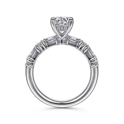 GABRIEL & CO. Rings | Leanna - 14K White Gold Baguette and Round Diamond Engagement Ring (Setting Only)