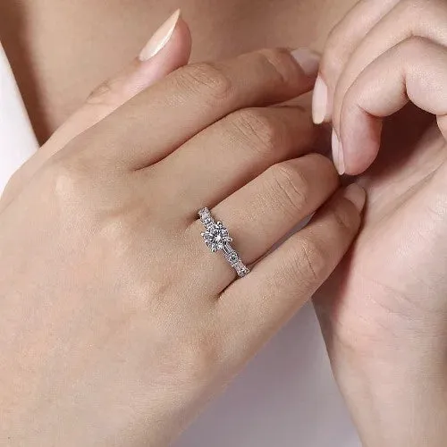 GABRIEL & CO. Rings | Leanna - 14K White Gold Baguette and Round Diamond Engagement Ring (Setting Only)