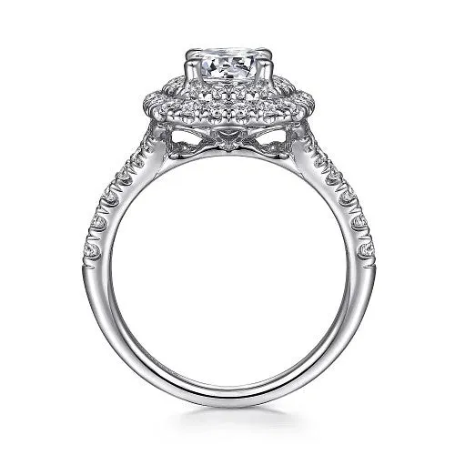 GABRIEL & CO. Rings | Lexie - 14k White Gold Cushion Double Halo Round Diamond Engagement Ring