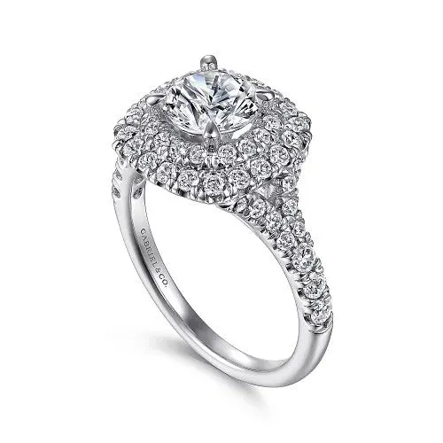 GABRIEL & CO. Rings | Lexie - 14k White Gold Cushion Double Halo Round Diamond Engagement Ring