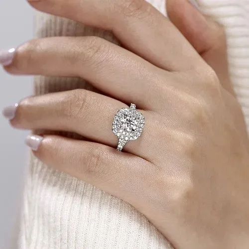 GABRIEL & CO. Rings | Lexie - 14k White Gold Cushion Double Halo Round Diamond Engagement Ring