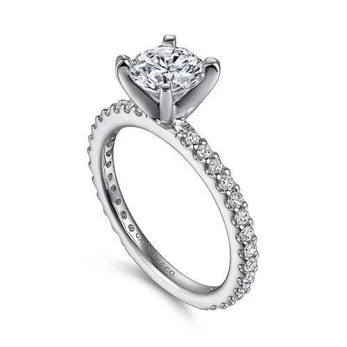 GABRIEL & CO. Rings | Logan - 14K White Gold Round Diamond Engagement Ring