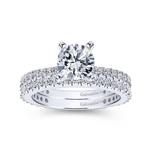 GABRIEL & CO. Rings | Logan - 14K White Gold Round Diamond Engagement Ring