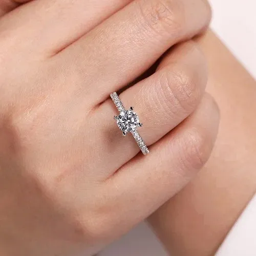 GABRIEL & CO. Rings | Logan - 14K White Gold Round Diamond Engagement Ring