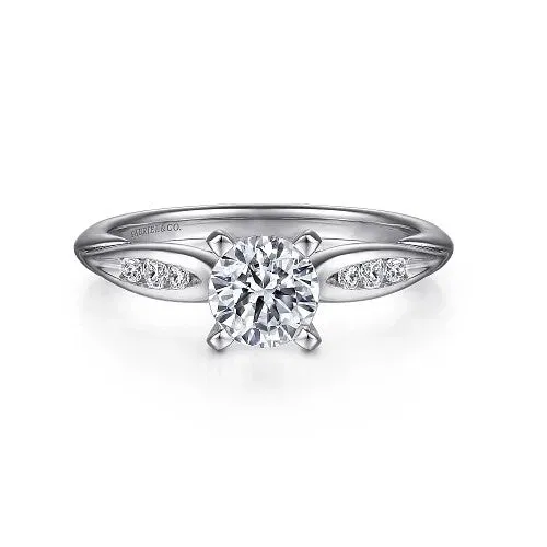 GABRIEL CO. Rings Quinn - 14K White Gold Round Diamond Channel Set Engagement Ring (Setting only center stone not included)