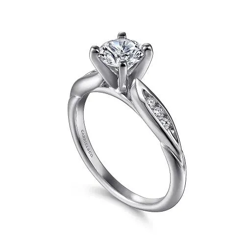 GABRIEL & CO. Rings | Quinn - 14K White Gold Round Diamond Channel Set Engagement Ring (Setting only, center stone not included)