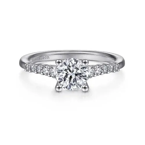 GABRIEL CO. Rings Reed - 14K White Gold Round Diamond Engagement Ring (Setting Only)