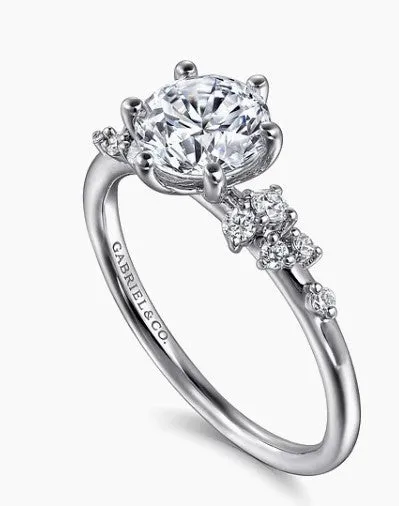 GABRIEL CO. Rings Reena - 14K White Gold Round Diamond Engagement Ring (Setting Only)