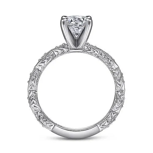 GABRIEL & CO. Rings | Sadie - Vintage Inspired 14K White Gold Round Diamond Engagement Ring (Setting Only)