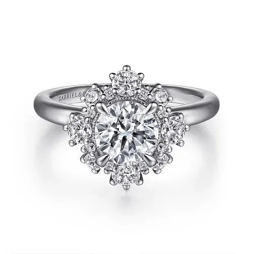 GABRIEL CO. Rings Saralynn - 14K White Gold Bursting Halo Round Diamond Engagement Ring (Setting Only)