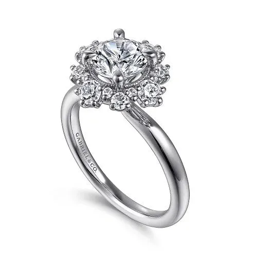 GABRIEL & CO. Rings | Saralynn - 14K White Gold Bursting Halo Round Diamond Engagement Ring (Setting Only)