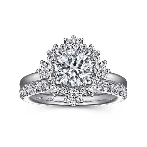 GABRIEL & CO. Rings | Saralynn - 14K White Gold Bursting Halo Round Diamond Engagement Ring (Setting Only)