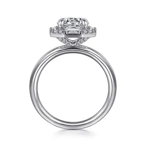 GABRIEL & CO. Rings | Seina - 14K White Gold Round Hidden Halo Diamond Engagement Ring (Setting Only)