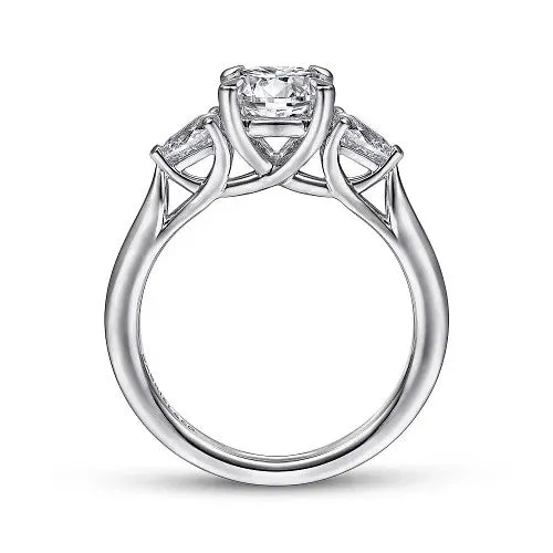 GABRIEL & CO. Rings | Sunday - 14K White Gold Round 3 Stone Diamond Engagement Ring (Setting Only)