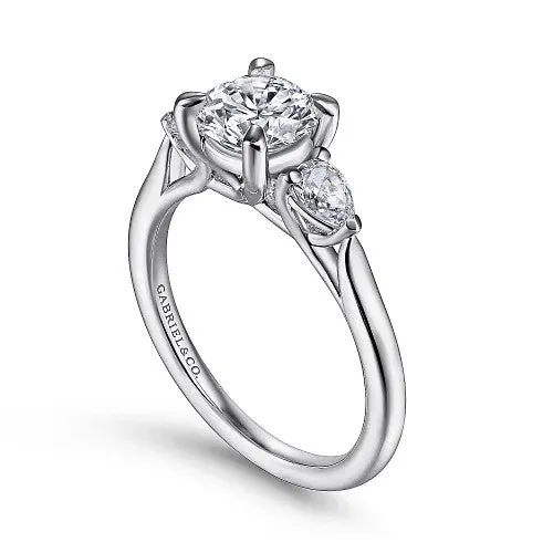 GABRIEL & CO. Rings | Sunday - 14K White Gold Round 3 Stone Diamond Engagement Ring (Setting Only)