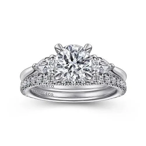 GABRIEL & CO. Rings | Sunday - 14K White Gold Round 3 Stone Diamond Engagement Ring (Setting Only)