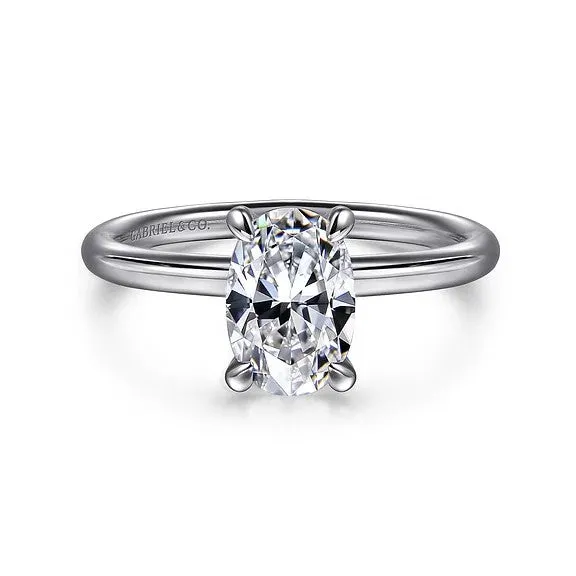 GABRIEL CO. Rings Tiana - 14K White Gold Oval Solitaire Diamond Engagement Ring (Setting Only)