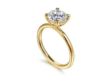 GABRIEL CO. Rings Tiana - 14K Yellow Gold Round Solitaire Diamond Engagement Ring (Setting Only)