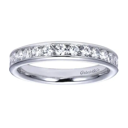 GABRIEL & CO. Rings | Toledo - 14K White Gold Channel Set Diamond Wedding Band - 0.76 ct