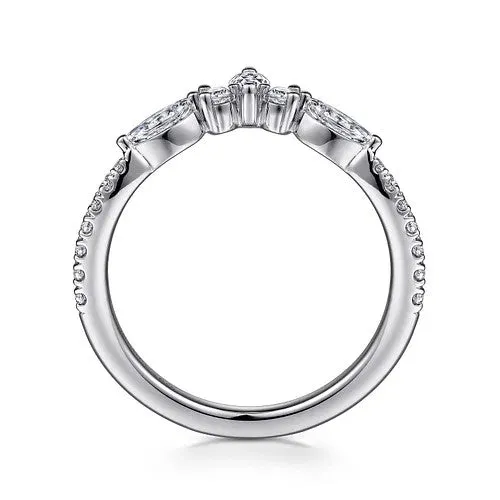 GABRIEL & CO. Rings | Tulsie - Curved 14K White Gold Marquise and Round Diamond Anniversary Band