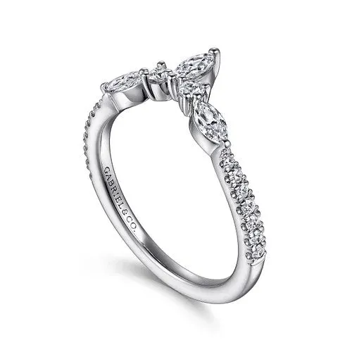 GABRIEL & CO. Rings | Tulsie - Curved 14K White Gold Marquise and Round Diamond Anniversary Band