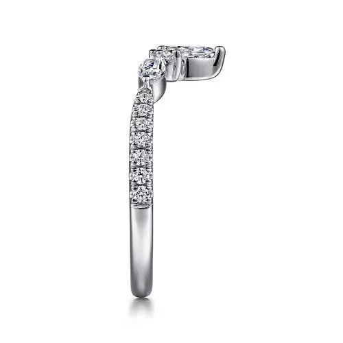 GABRIEL & CO. Rings | Tulsie - Curved 14K White Gold Marquise and Round Diamond Anniversary Band