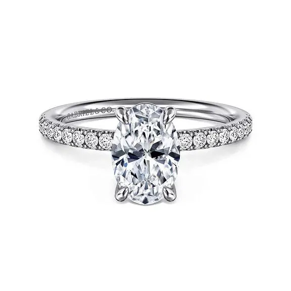 GABRIEL CO. Rings Twain - 14K White Gold Oval Diamond Engagement Ring (Setting Only)