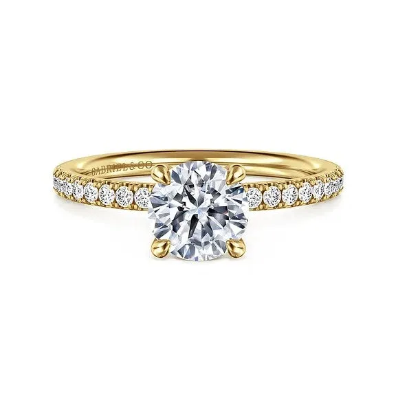 GABRIEL CO. Rings Twain - 14K Yellow Gold Round Diamond Engagement Ring (Setting Only)