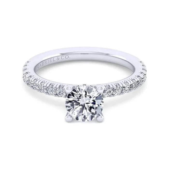 GABRIEL CO. Rings Ulani - 14K White Gold Round Diamond Engagement Ring(Setting Only)