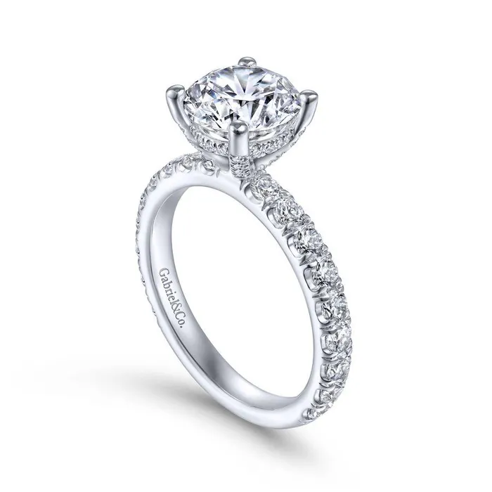 GABRIEL & CO. Rings | Ulani - 14K White Gold Round Diamond Engagement Ring(Setting Only)