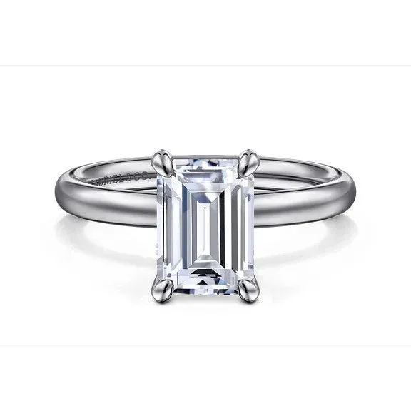 GABRIEL CO. Rings Unite - 14K White Gold Emerald Cut Solitaire Diamond Engagement Ring (Setting Only)