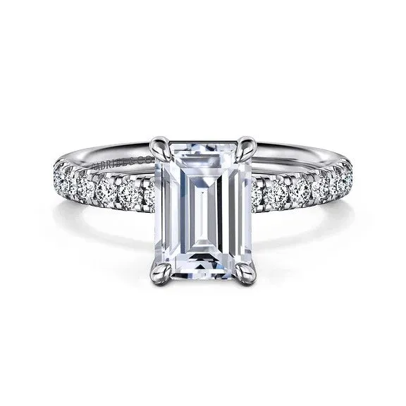 GABRIEL CO. Rings Winslow - 14K White Gold Emerald Cut Diamond Engagement Ring (Setting Only)