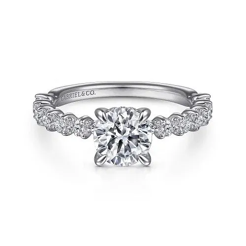 GABRIEL CO. Rings Zelmira - 14K White Gold Round Diamond Engagement Ring (Setting Only)