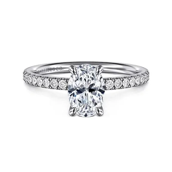 GABRIEL CO. Twain - 14K White Gold Oval Diamond Engagement Ring (Setting Only) Rings