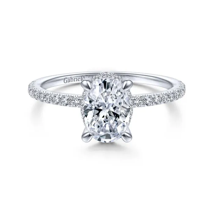 Hart - 14K White Gold Hidden Halo Oval Diamond Engagement Ring (Setting Only) GABRIEL CO. Rings