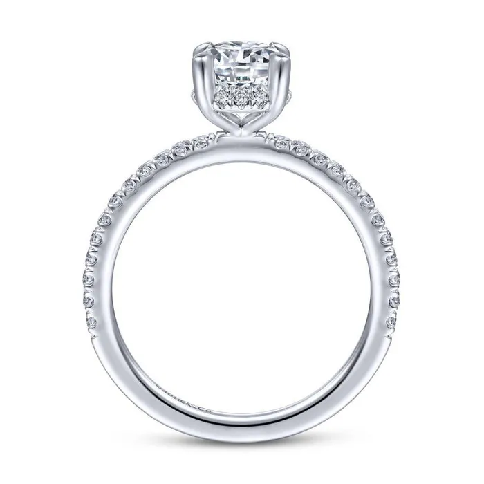 Hart - 14K White Gold Hidden Halo Oval Diamond Engagement Ring (Setting Only) | GABRIEL & CO. Rings