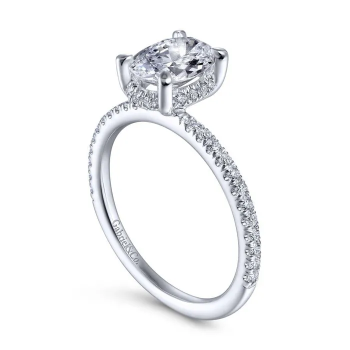 Hart - 14K White Gold Hidden Halo Oval Diamond Engagement Ring (Setting Only) | GABRIEL & CO. Rings