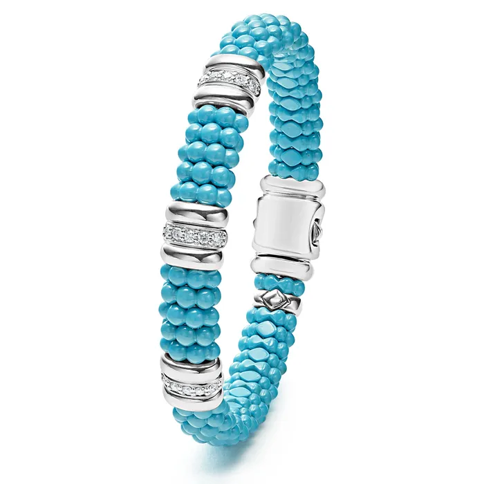 LAGOS Blue Caviar Three Station Ceramic Diamond Bracelet | 9mm | Bracelets