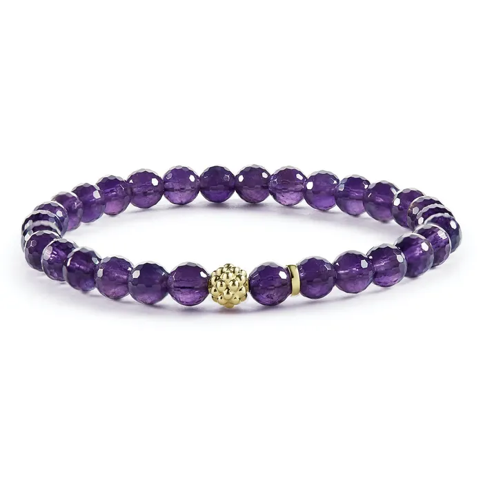 LAGOS Bracelets Caviar Icon Amethyst Gold Station Bead Bracelet