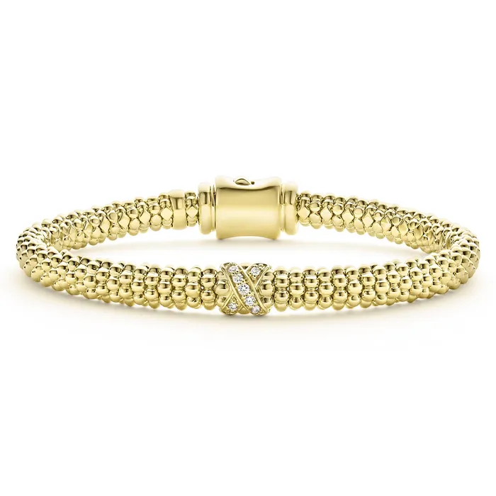 LAGOS Bracelets Embrace 18K Gold X Diamond Caviar Bracelet 6mm