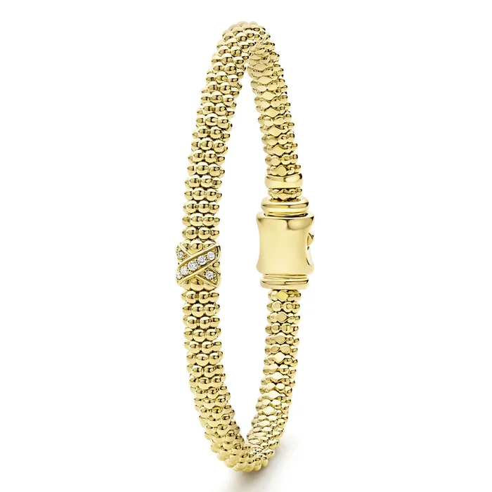 LAGOS Bracelets | Embrace 18K Gold X Diamond Caviar Bracelet | 6mm