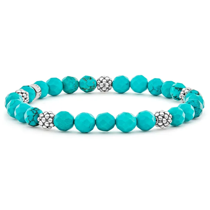 LAGOS Bracelets Signature Caviar Five Station Silver Turquoise Bead Bracelet