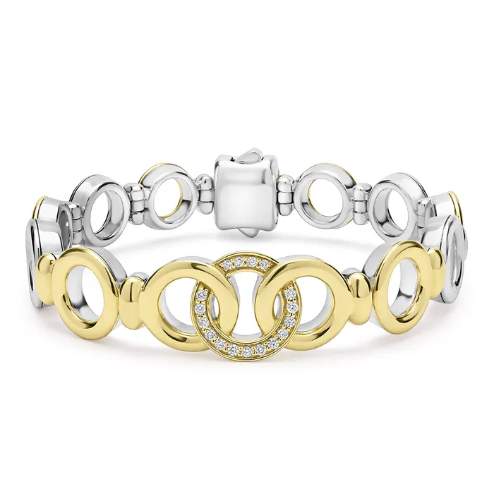 LAGOS Bracelets Signature Caviar Two-Tone Interlocking Diamond Link Bracelet