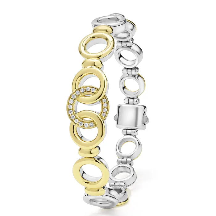 LAGOS Bracelets | Signature Caviar Two-Tone Interlocking Diamond Link Bracelet