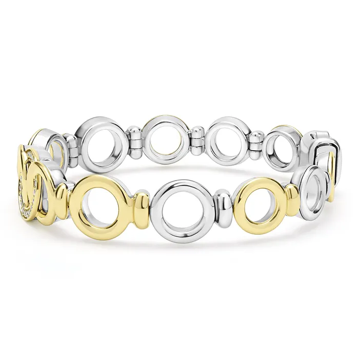 LAGOS Bracelets | Signature Caviar Two-Tone Interlocking Diamond Link Bracelet