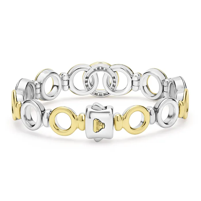 LAGOS Bracelets | Signature Caviar Two-Tone Interlocking Diamond Link Bracelet