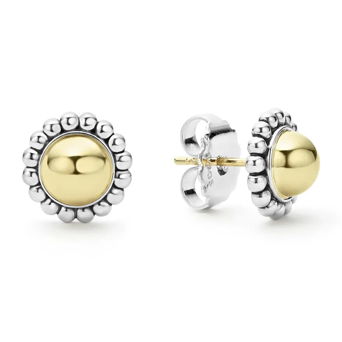 LAGOS Earrings | High Bar Two-Tone Caviar Stud Earrings