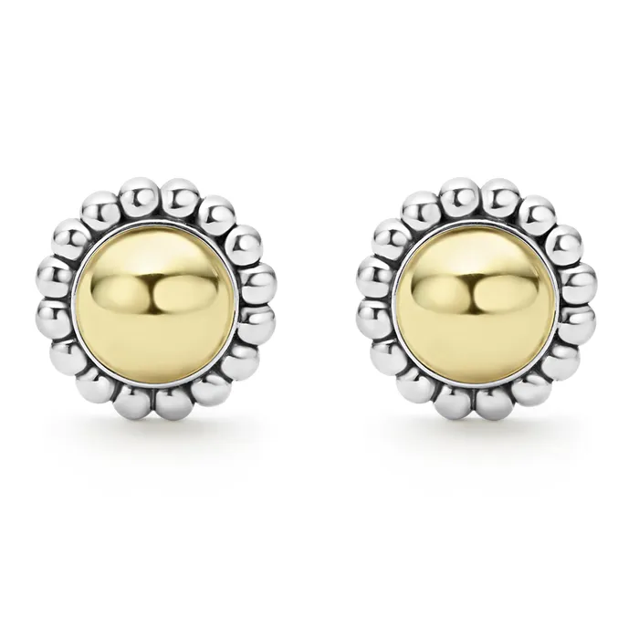 LAGOS Earrings | High Bar Two-Tone Caviar Stud Earrings