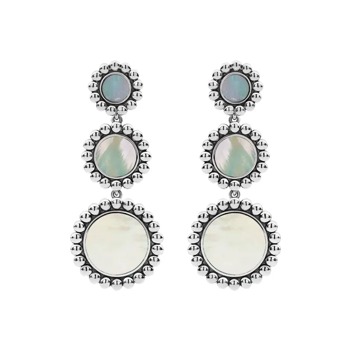 LAGOS Earrings | Maya Three Mother of Pearl Circle Drop Earrings