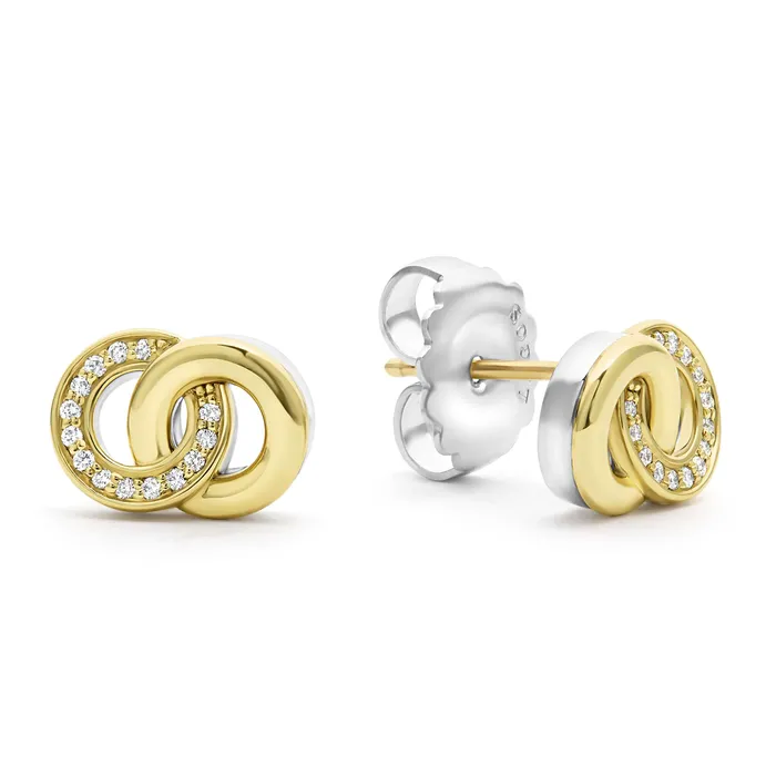 LAGOS Earrings | Signature Caviar Two-Tone Interlocking Diamond Stud Earrings